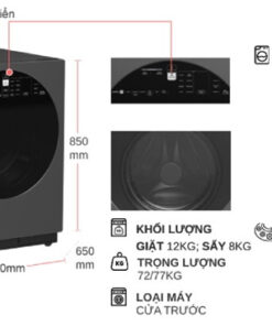 Máy giặt sấy Hitachi Inverter BD-D120XGV (giặt 12kg, sấy 8kg)