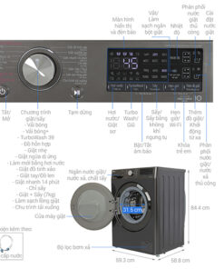 Máy giặt sấy LG Inverter 12kg, sấy 7kg FV1412H3BA