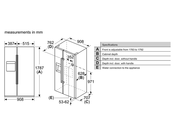 Tủ lạnh side by side Bosch serie 6 KAD93ABEP 562 lít