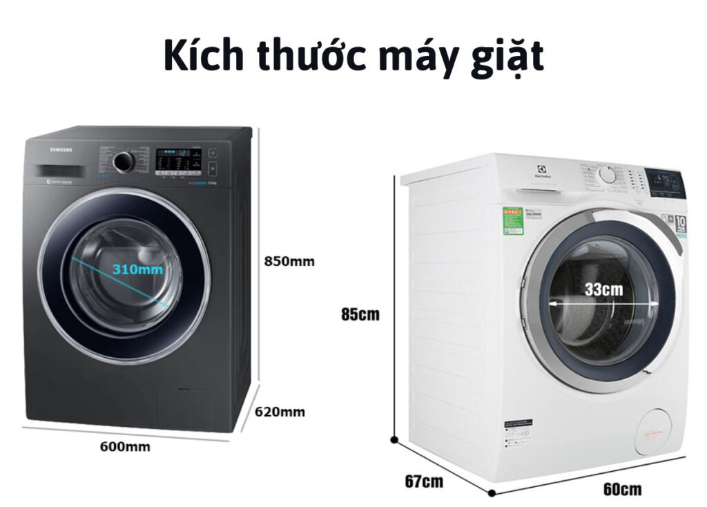 Kích Thước Máy Giặt Chuẩn Và Thông Dụng Bạn Cần Biết [Cập Nhật 2025]