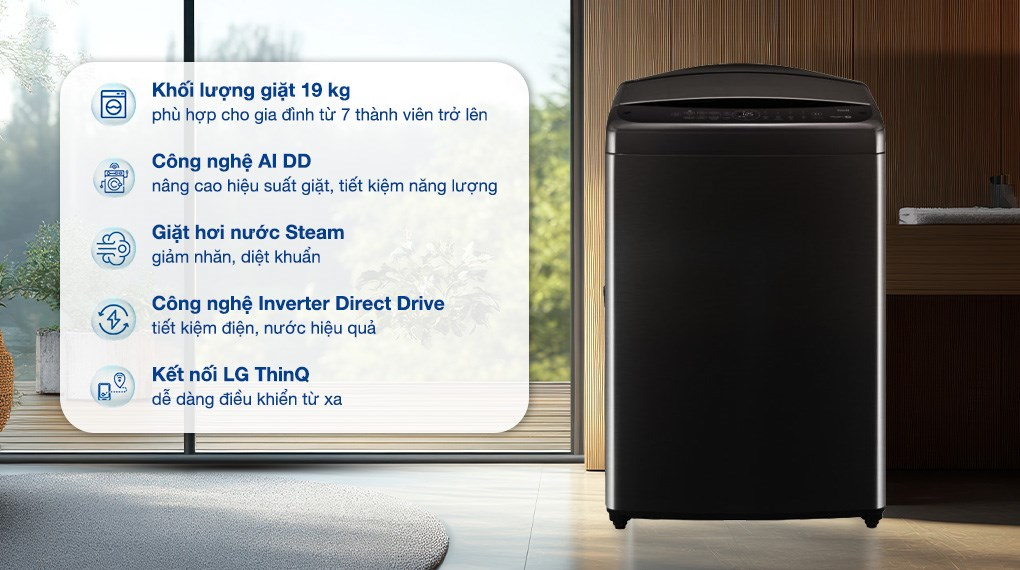 Đánh Giá Máy Giặt LG Inverter 19Kg TV2519SV7J – Lựa Chọn Lý Tưởng Cho Gia Đình Đông Người