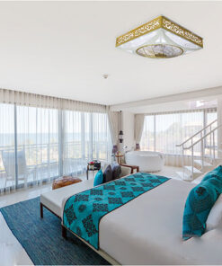 Quạt trần hộp Daeki DK 301 vàng trắng