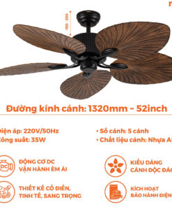 Quạt trần trang trí 5 cánh Nanoco NCFD5251 (động cơ DC, có remote)