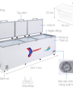 Tủ đông 1 ngăn 3 cánh mở Sanaky VH 1199HY - 900 lít