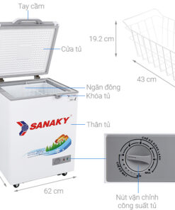 Tủ đông Sanaky 100 lít VH-1599HYK (kính xám)