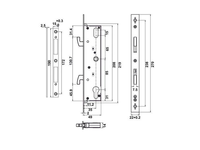 Khóa điện tử Hafele cửa nhôm DL6600-SL (912.20.144, cửa trượt)