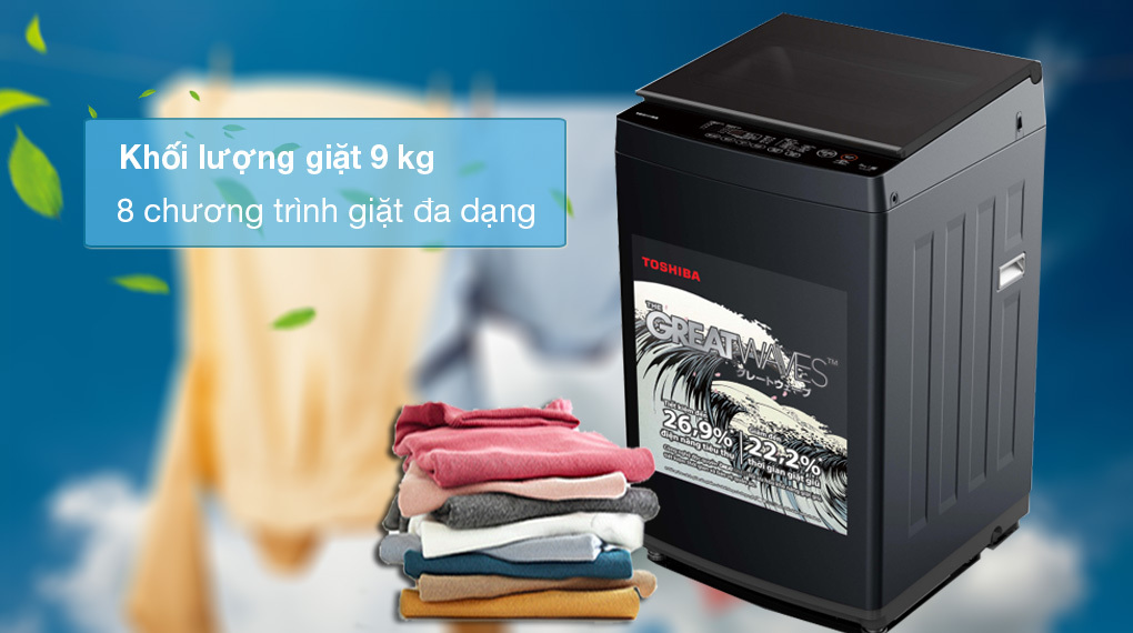 Máy giặt Toshiba 9Kg AW-M1000FV(MK) giải pháp giặt giũ hiệu quả cho gia đình hiện đại