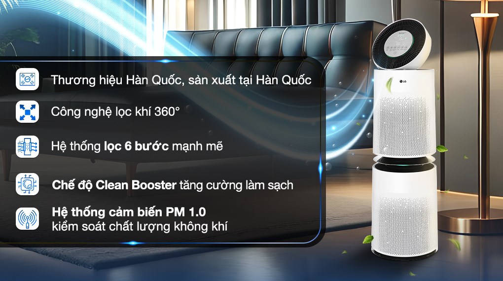 Máy lọc không khí LG PuriCare 360 2 tầng AS10GDWH0: Đánh giá chi tiết và lợi ích